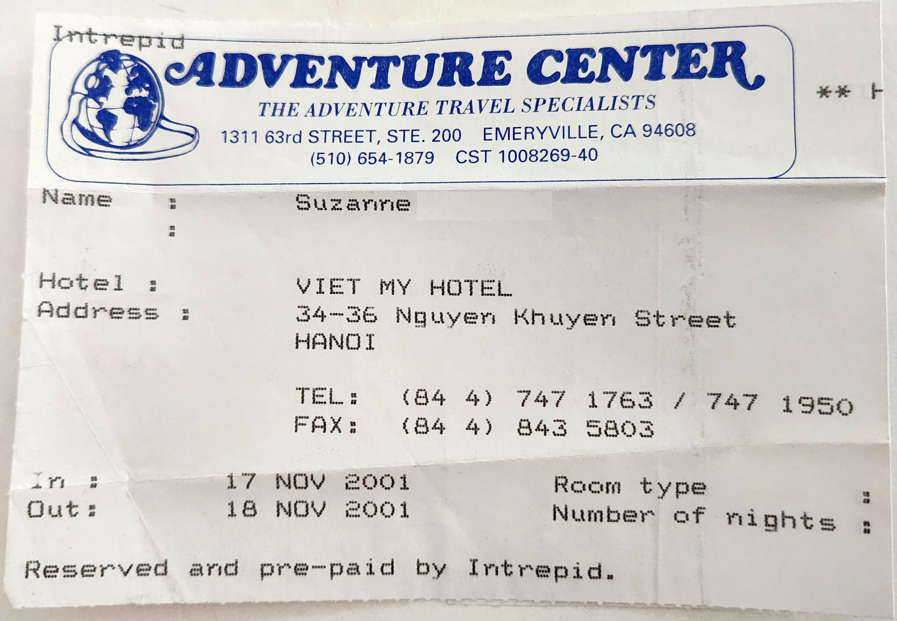 2001 Suzanna Travels to Vietnam and Cambodia